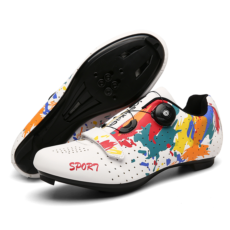 007 PU Mesh Customized Road Cycling Shoes Lightweight Breathable Professional Road Bike Footwear