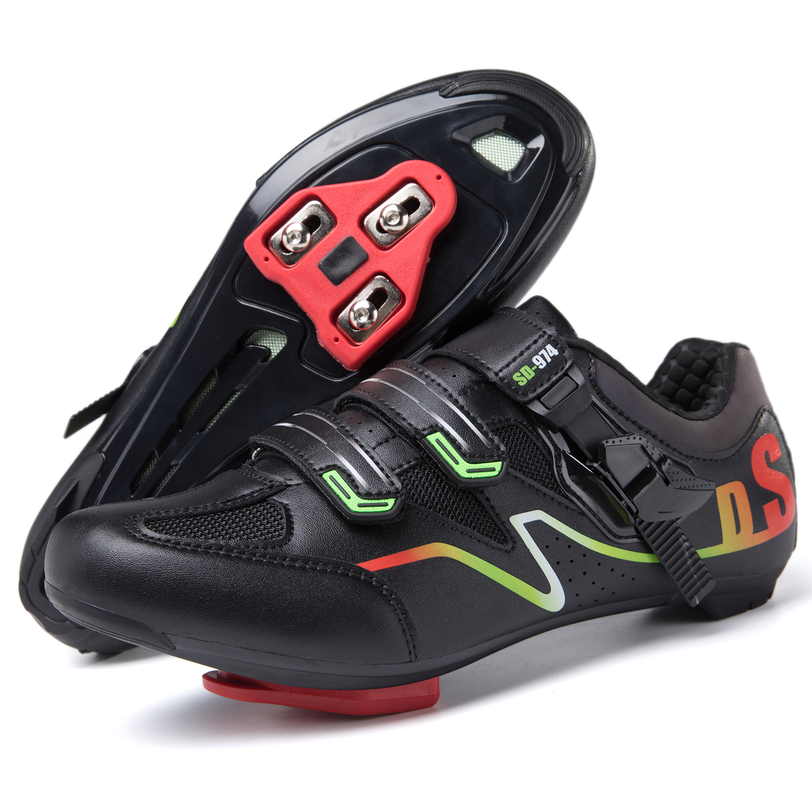 Professional Road Bike Shoes, Durable Leather & Mesh Cycling Sneakers 