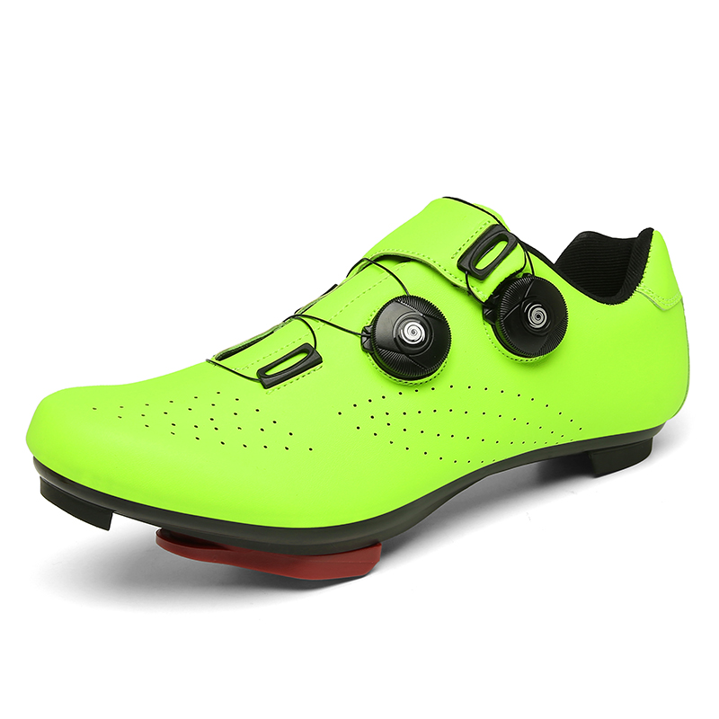 Men's Fluorescent Green Cycling Shoes, High-Visibility Road Riding Sneakers