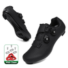 Men's Black Road Cycling Shoes with Cleats, Professional Breathable Bike Sneakers for SPD & Look Delta
