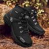  Men's Black High Top Hiking Boots, Durable Cushioned Hiking Footwear for Outdoor Adventures