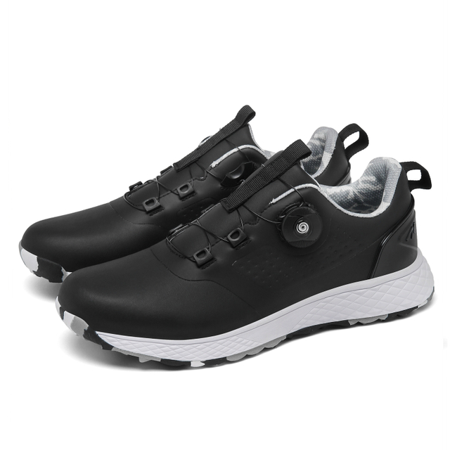 Professional Golf Shoes, Breathable Non-Slip Spiked Golf Footwear with Rotating Buckle