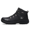  Men's Black High Top Hiking Boots, Durable Cushioned Hiking Footwear for Outdoor Adventures