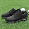 Mens Classic Black Golf Sneakers, Non-Slip Spiked Golf Shoes for Golf Course