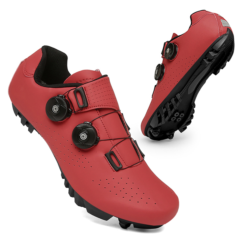 Men's Red Road Bike Shoes, Breathable Cycling Footwear for Peloton