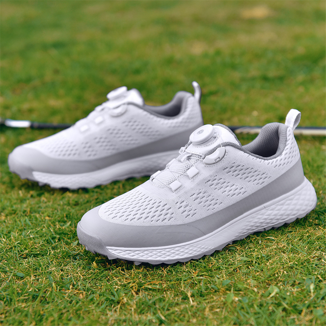 Men's Spikeless Golf Shoes, Breathable Knit Sneakers with Quick-Lock Boa Closure & Non-Slip Traction Sole