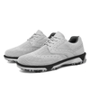 Men's Gray Knit Spiked Golf Shoes, Breathable Lightweight Golf Footwear