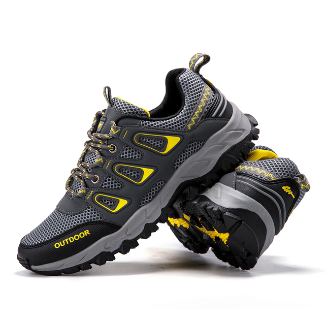 Men's Outdoor Hiking Shoes Breathable Mesh Non-Slip Rubber Sole Trekking Sneakers for Camping, Hiking, Cycling, Climbing