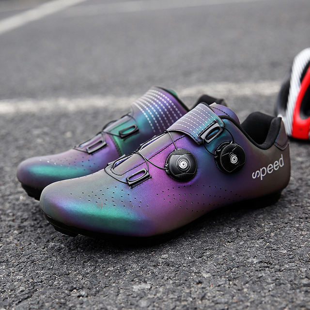 Color Changing Road Cycling Shoes for Men, Reflective SPD Cleats Bike Sneakers