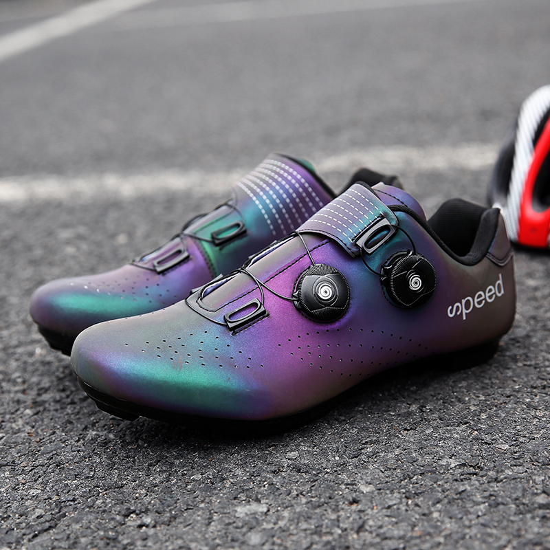 Color Changing Road Cycling Shoes for Men, Reflective SPD Cleats Bike Sneakers