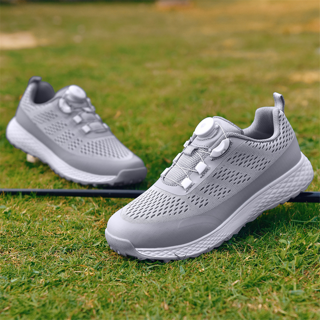 Lightweight White Golf Shoes, Water-Resistant Cushioned Golf Sneakers for All-Day Comfort on the Course