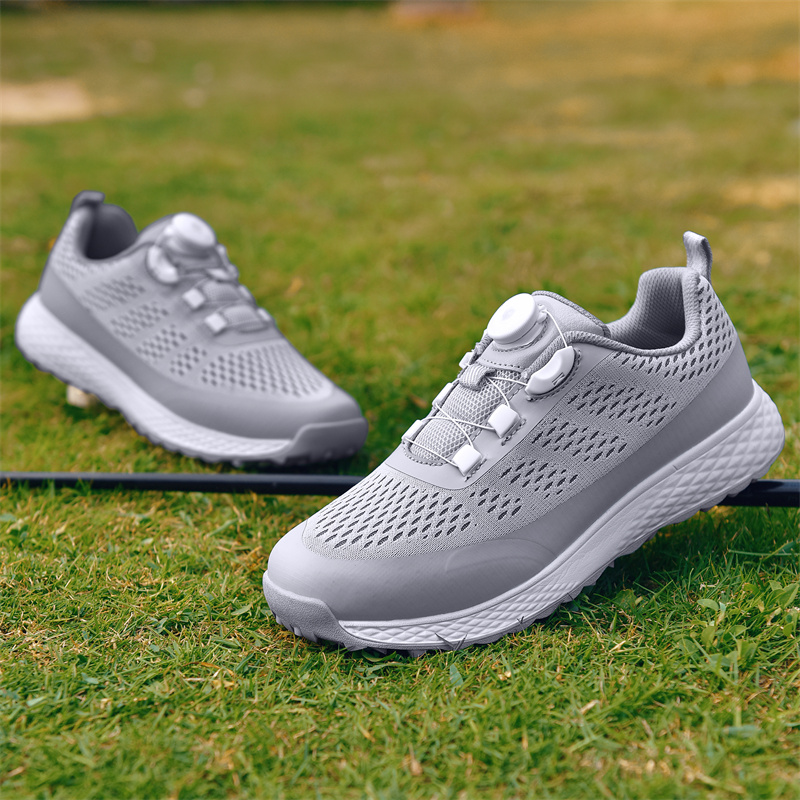 Lightweight White Golf Shoes, Water-Resistant Cushioned Golf Sneakers for All-Day Comfort on the Course
