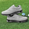 Men's Gray Knit Spiked Golf Shoes, Breathable Lightweight Golf Footwear